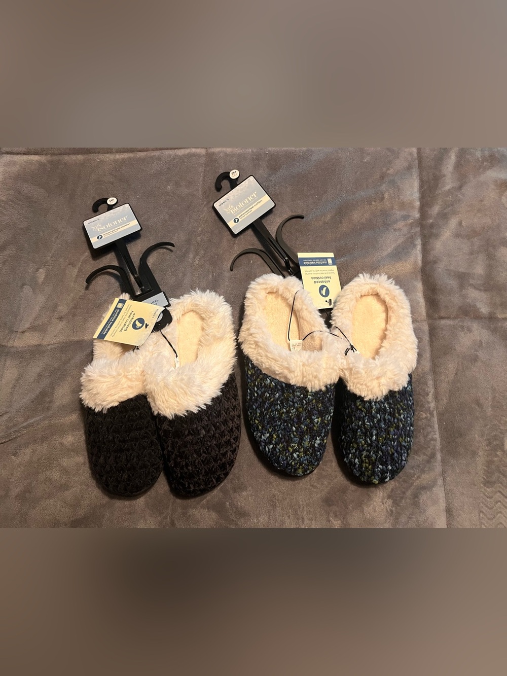 2 pairs Isotoner slippers NWT size 6.5/7